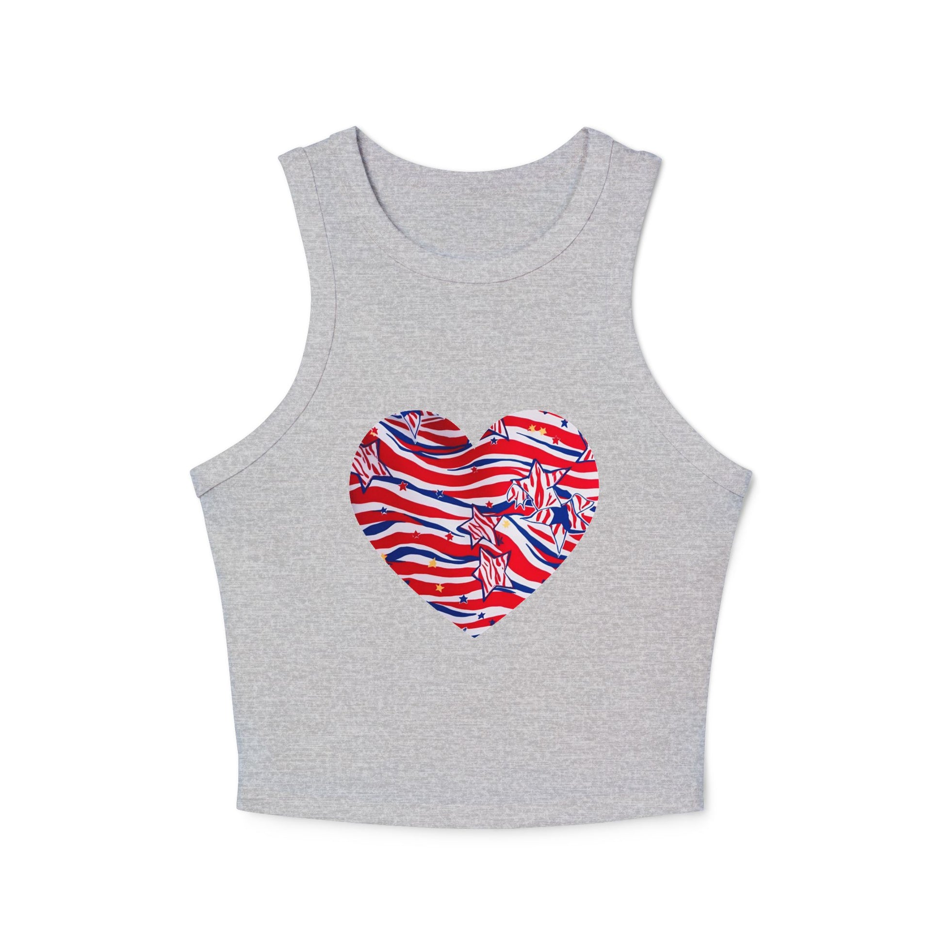 4th of July Zebra Print and Stars Women's Micro Rib Crop Tank Top