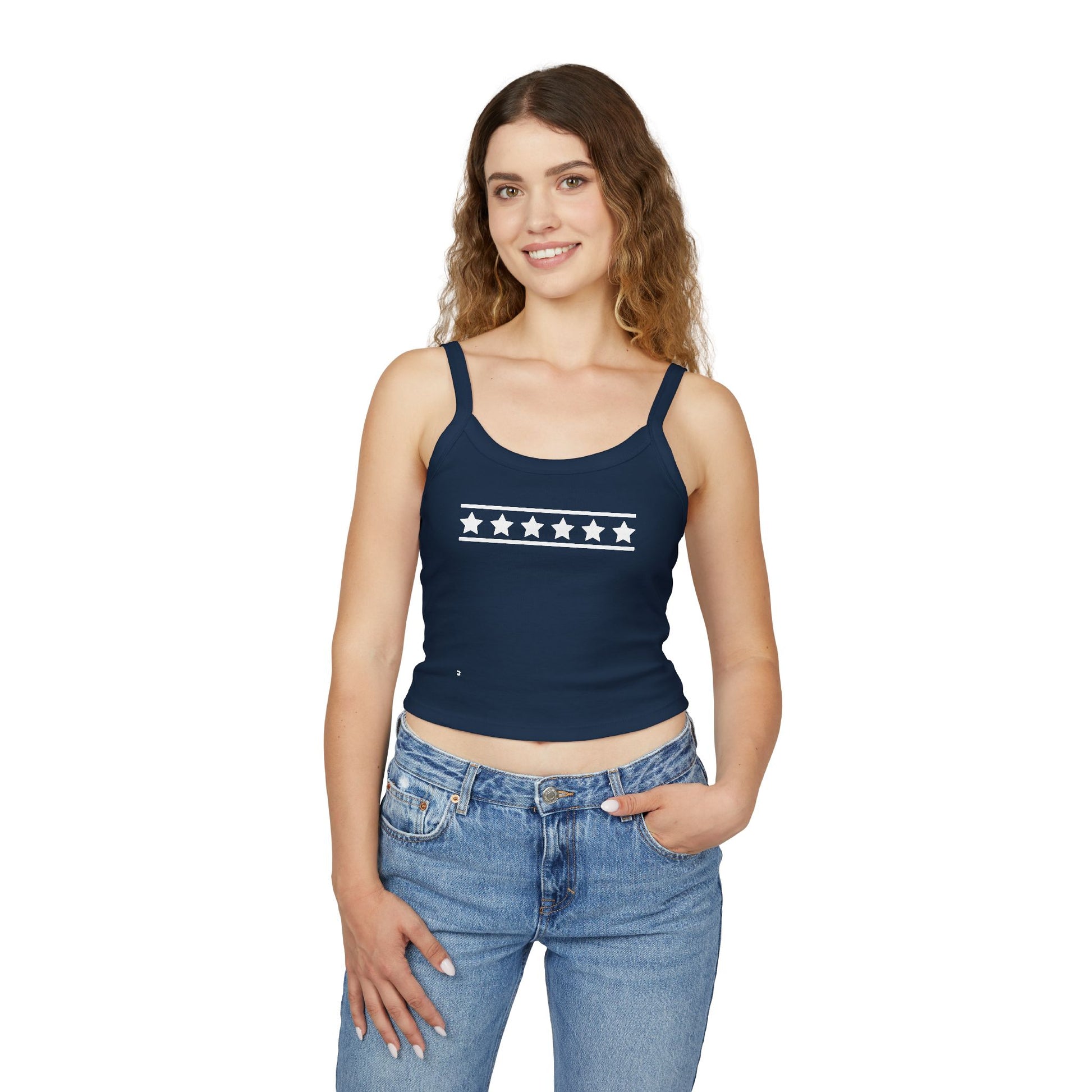4th of July Red, White, and Blue Stars Women's Spaghetti Strap Tank Top