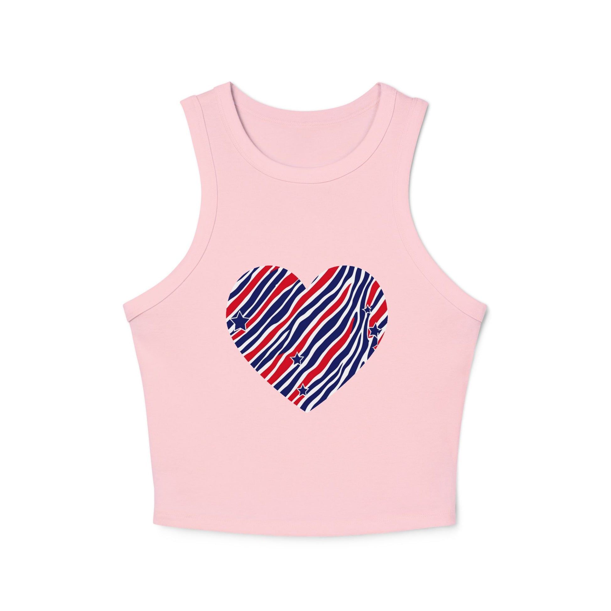 4th of July Zebra Print Heart Women's Micro Rib Tank Top