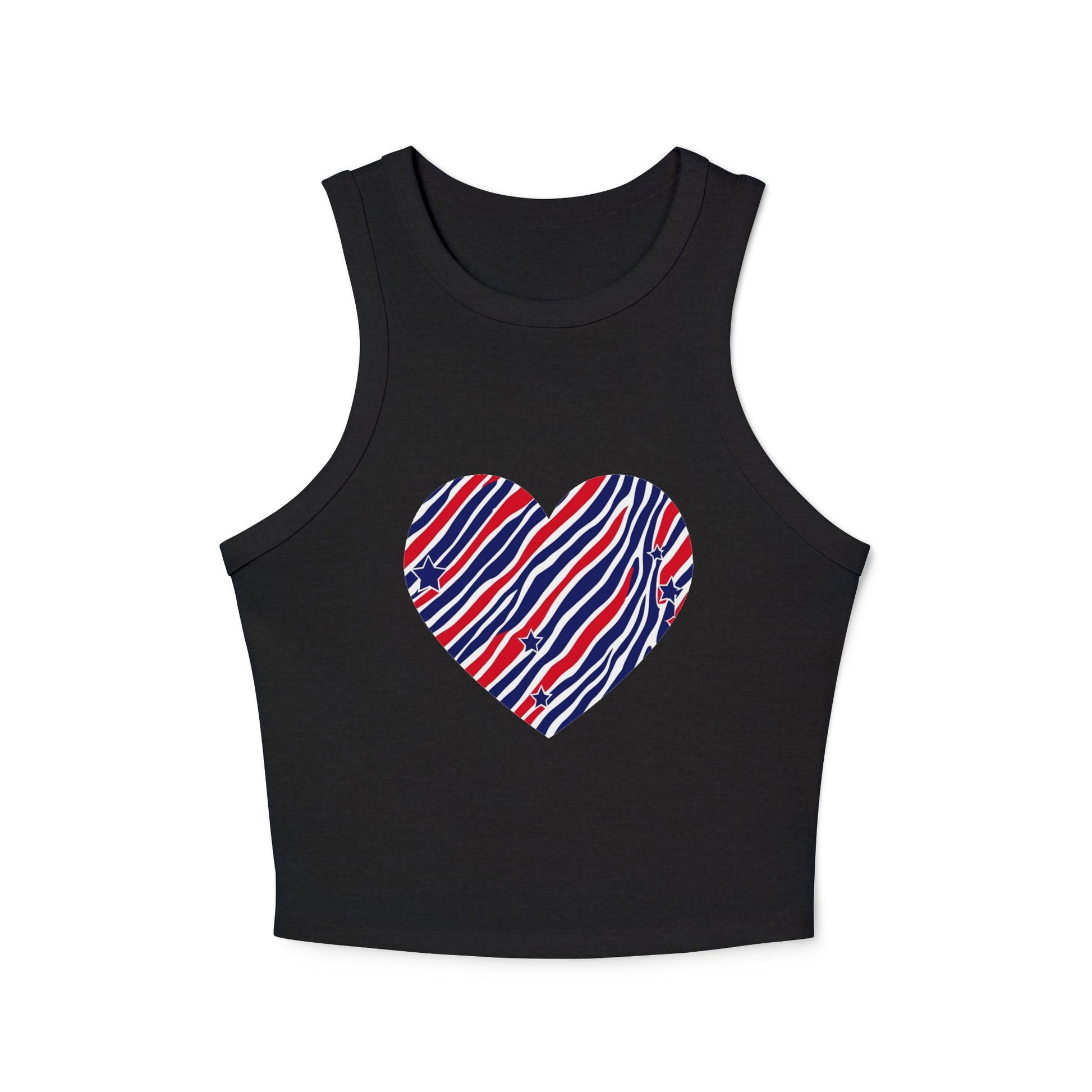 4th of July Zebra Print Heart Women's Micro Rib Tank Top