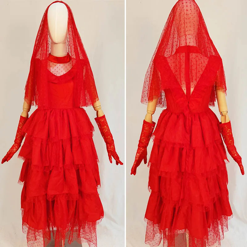 Jolie Lydia Beetlejuice Wedding Dress - Gothic Red Halloween 2025