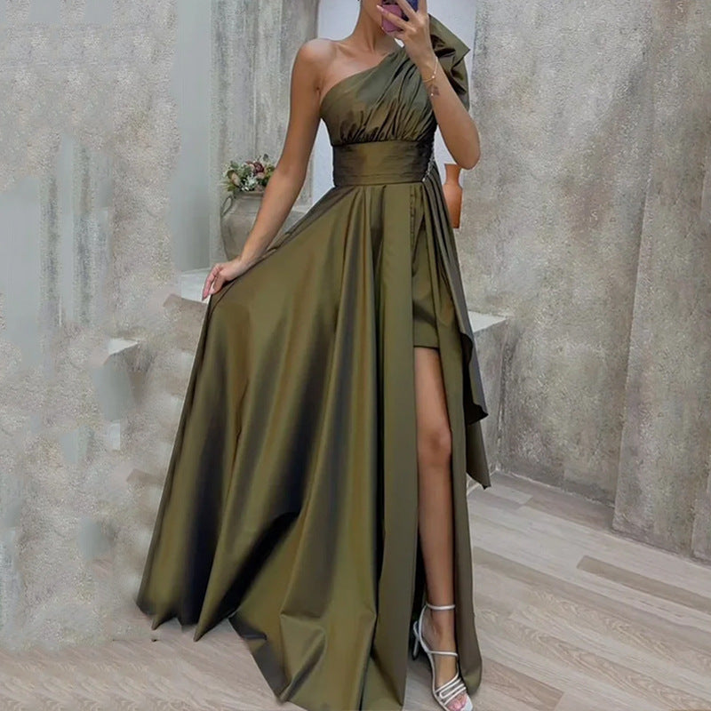 Women’s One-Shoulder Layered Evening Dress