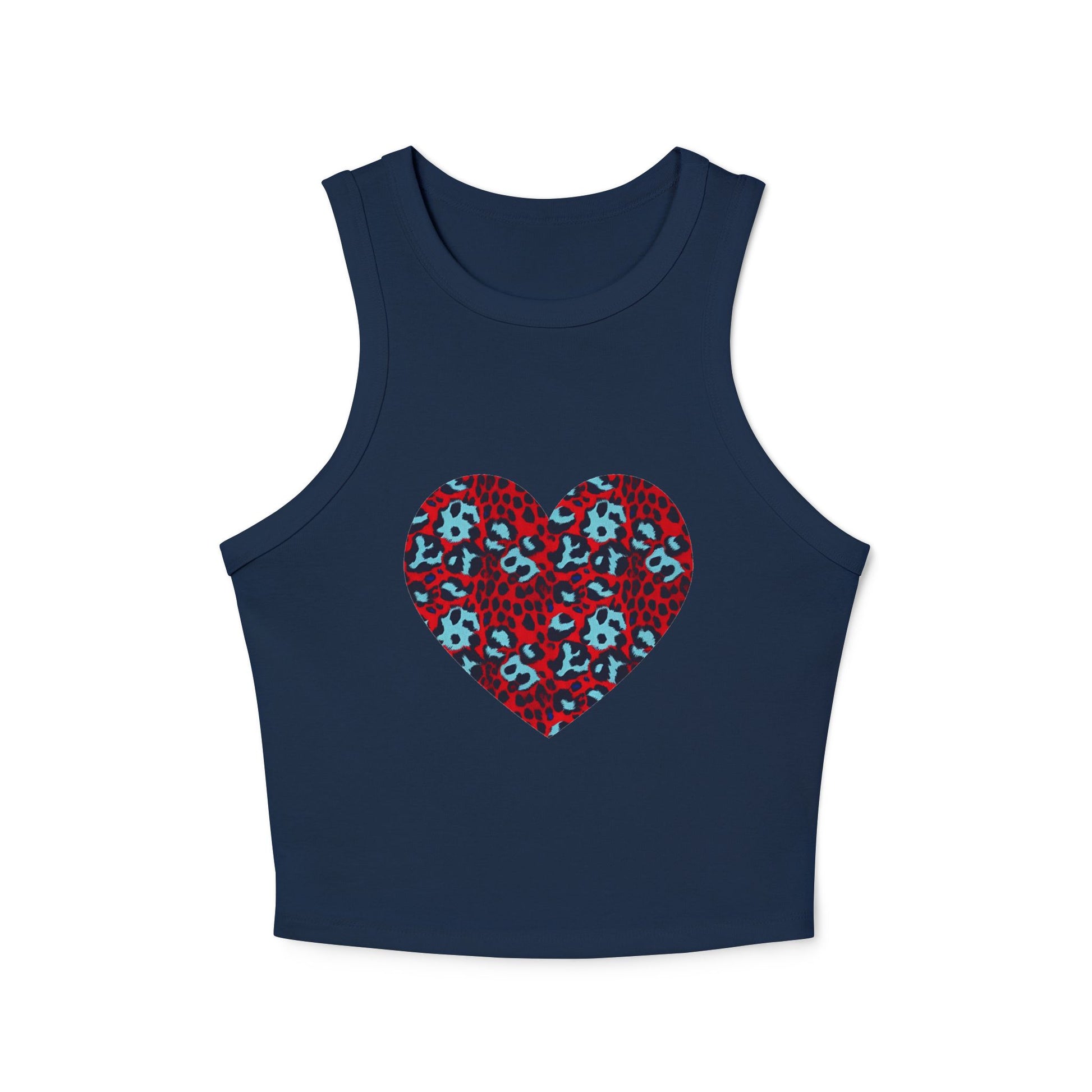 4th of July Leopard Print Heart Pattern Women's Micro Rib Racer Tank Top