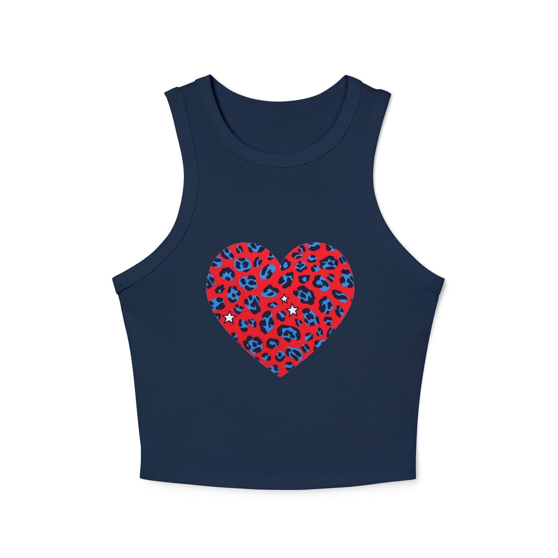 4th of July Leopard Print Heart Women's Tank Top