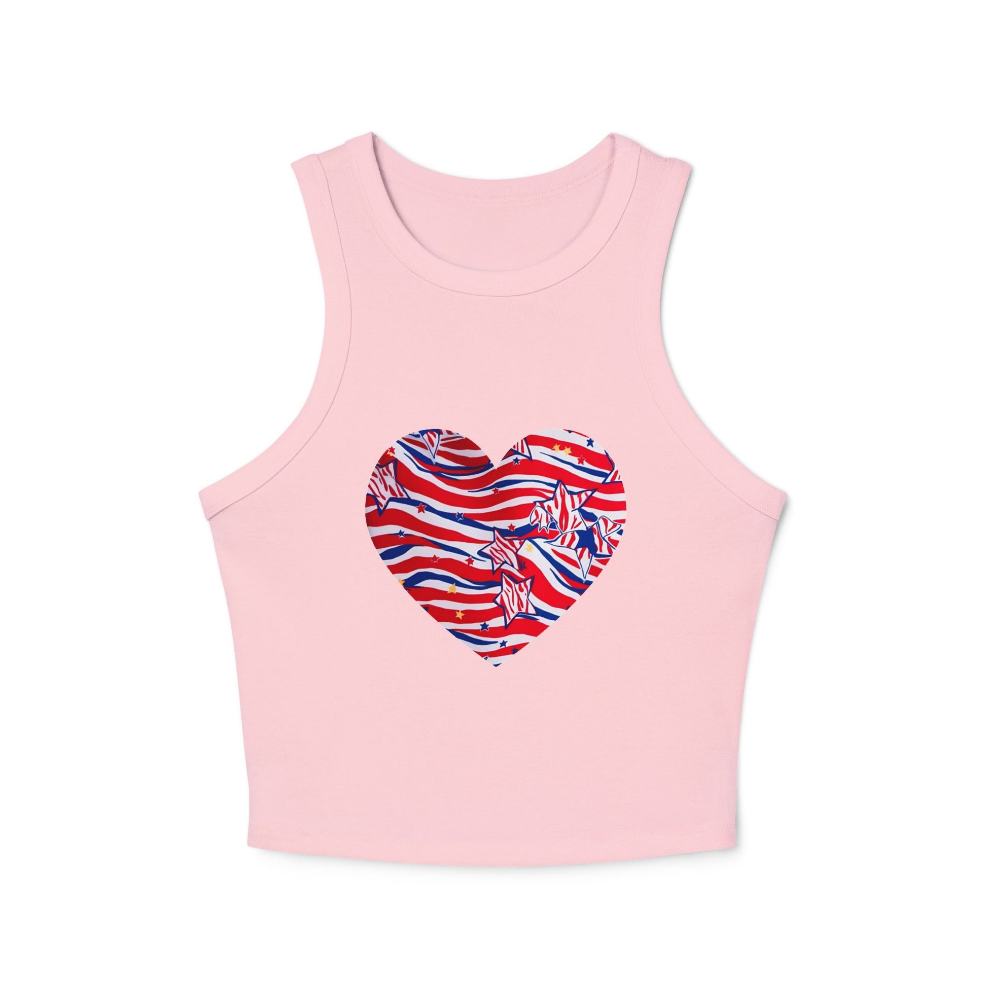 4th of July Zebra Print and Stars Women's Micro Rib Crop Tank Top