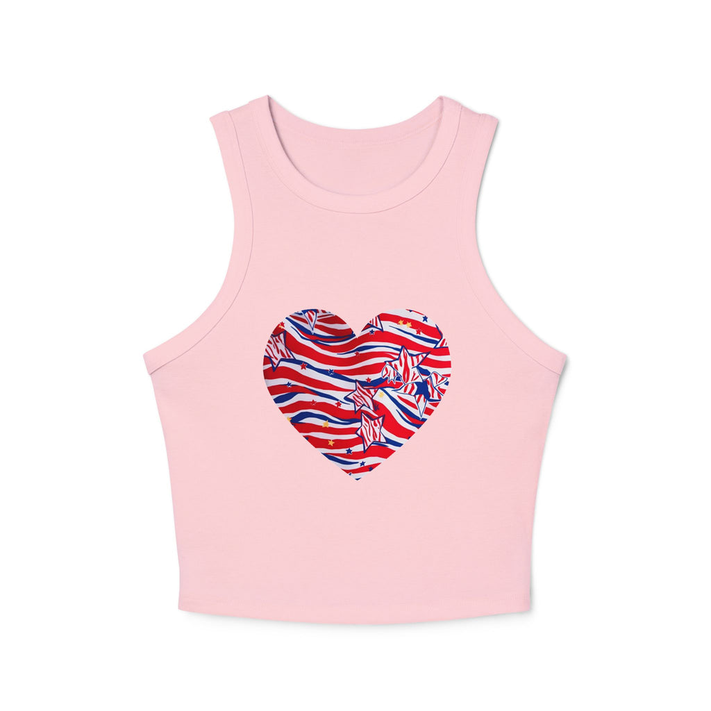 4th of July Zebra Print and Stars Women's Micro Rib Crop Tank Top
