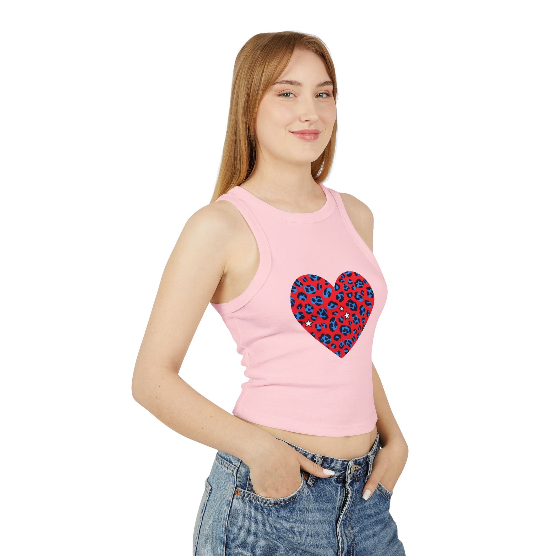 4th of July Leopard Print Heart Women's Tank Top