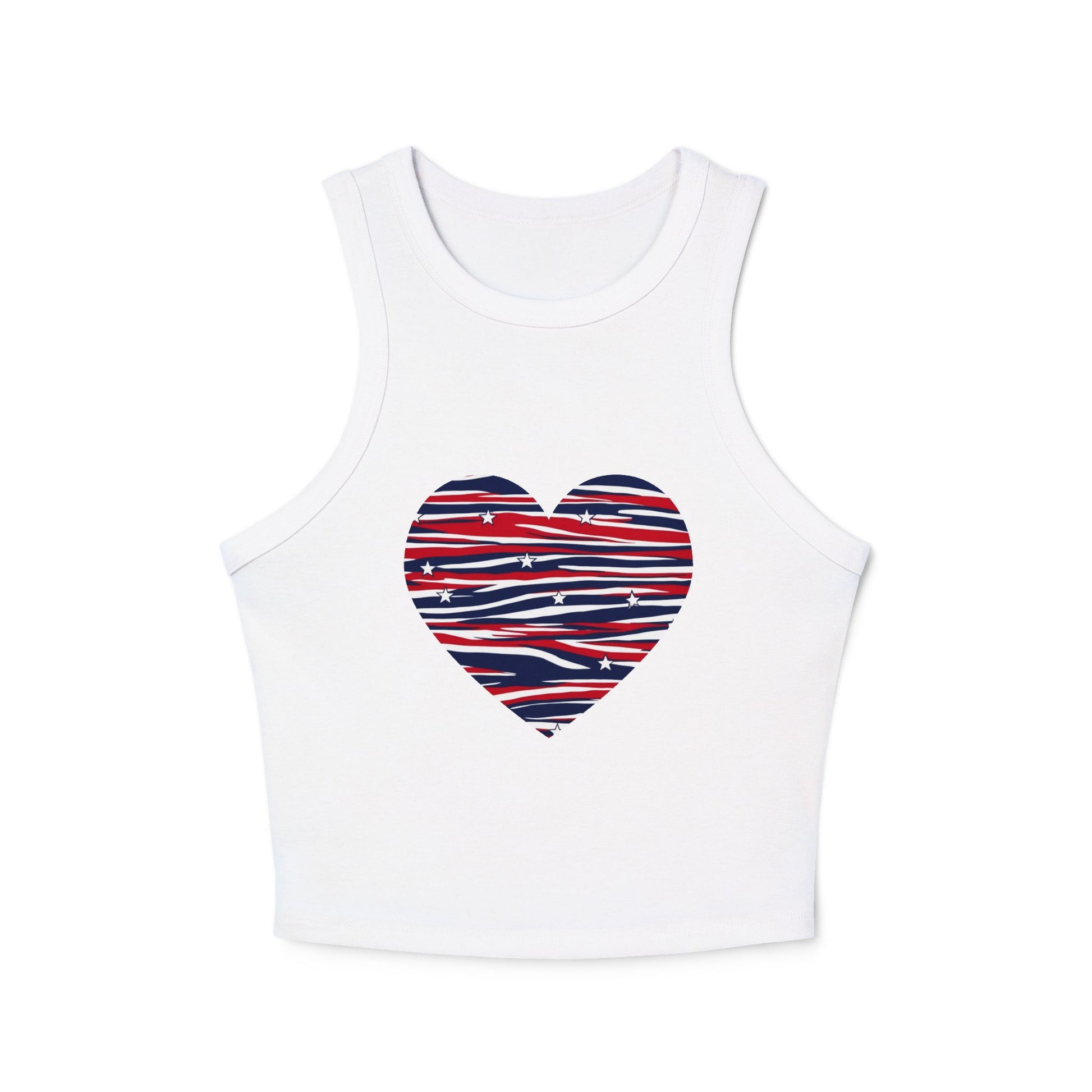 4th of July Women's Zebra Print Micro Rib Crop Tank Top