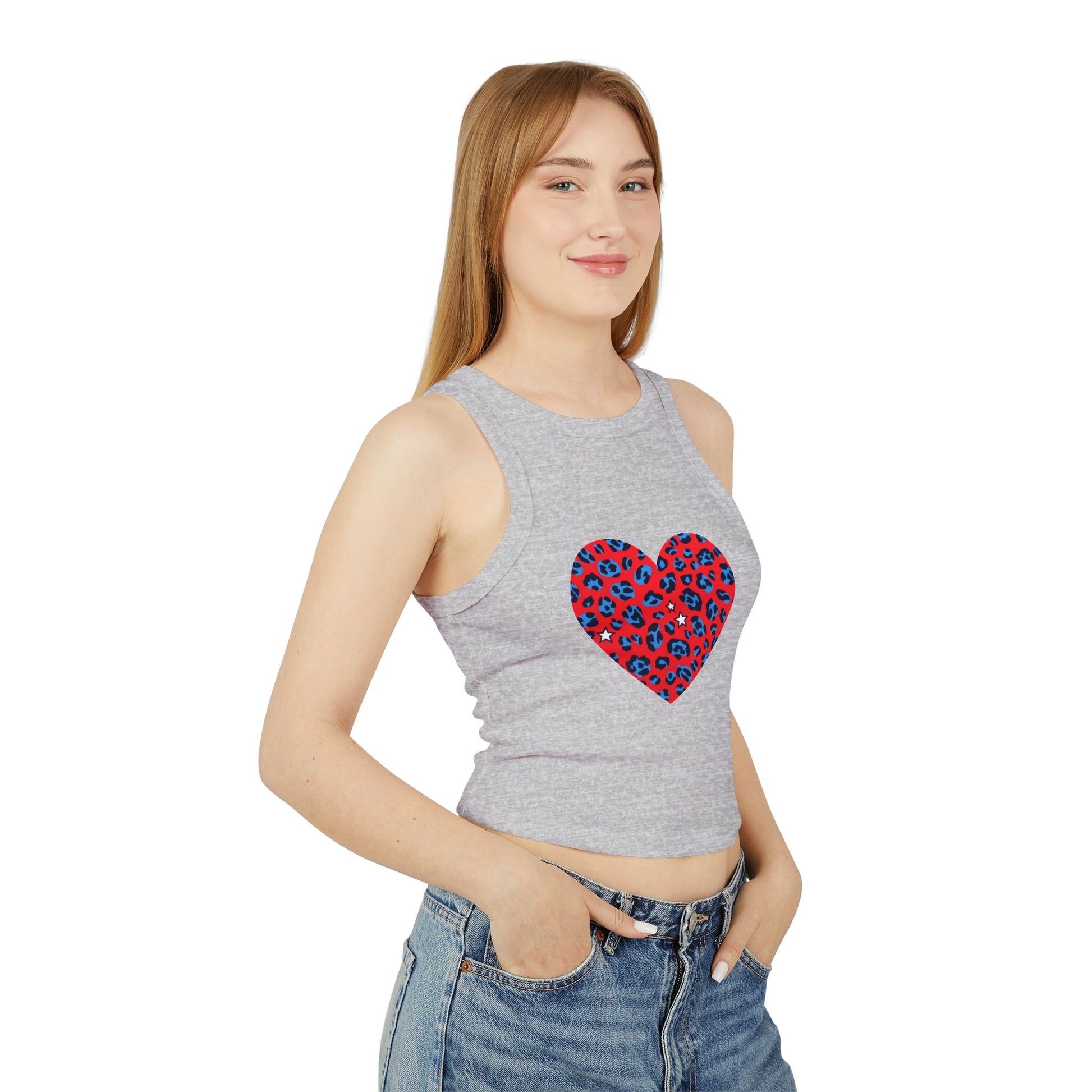 4th of July Leopard Print Heart Women's Tank Top