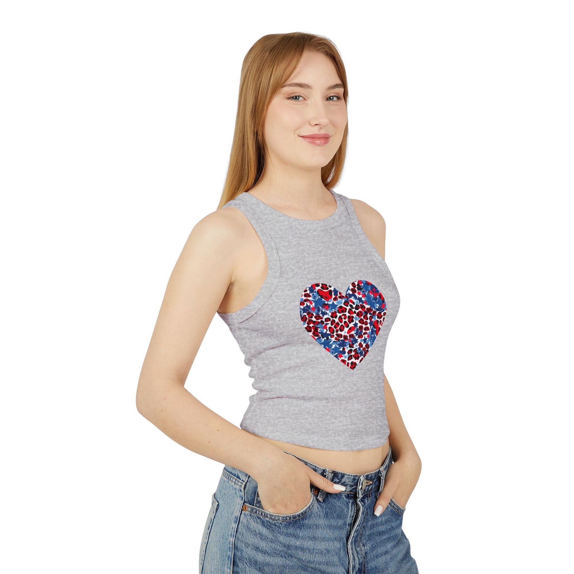 4th of July Red, White, and Blue Cheetah Print Women's Micro Rib Tank Top