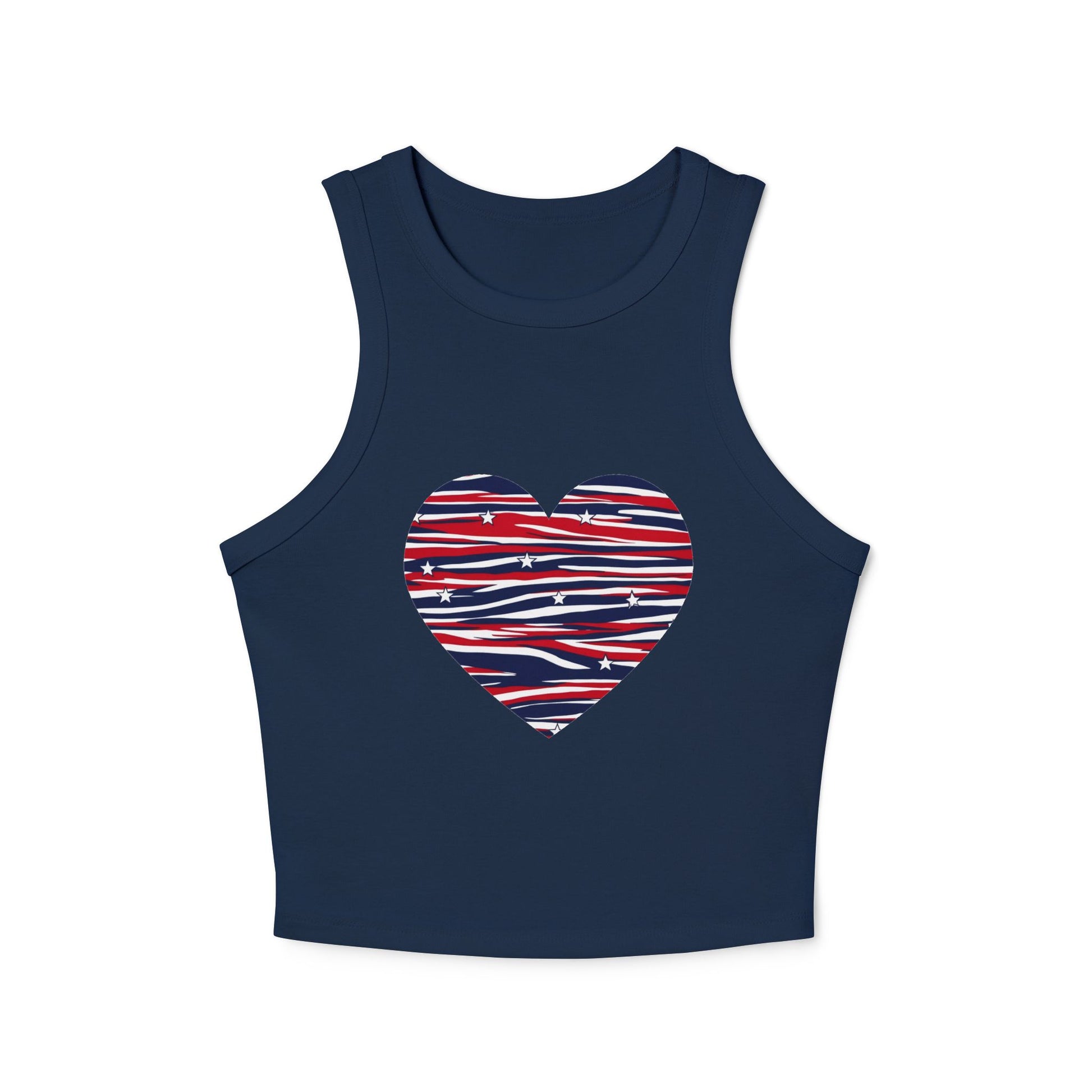 4th of July Women's Zebra Print Micro Rib Crop Tank Top