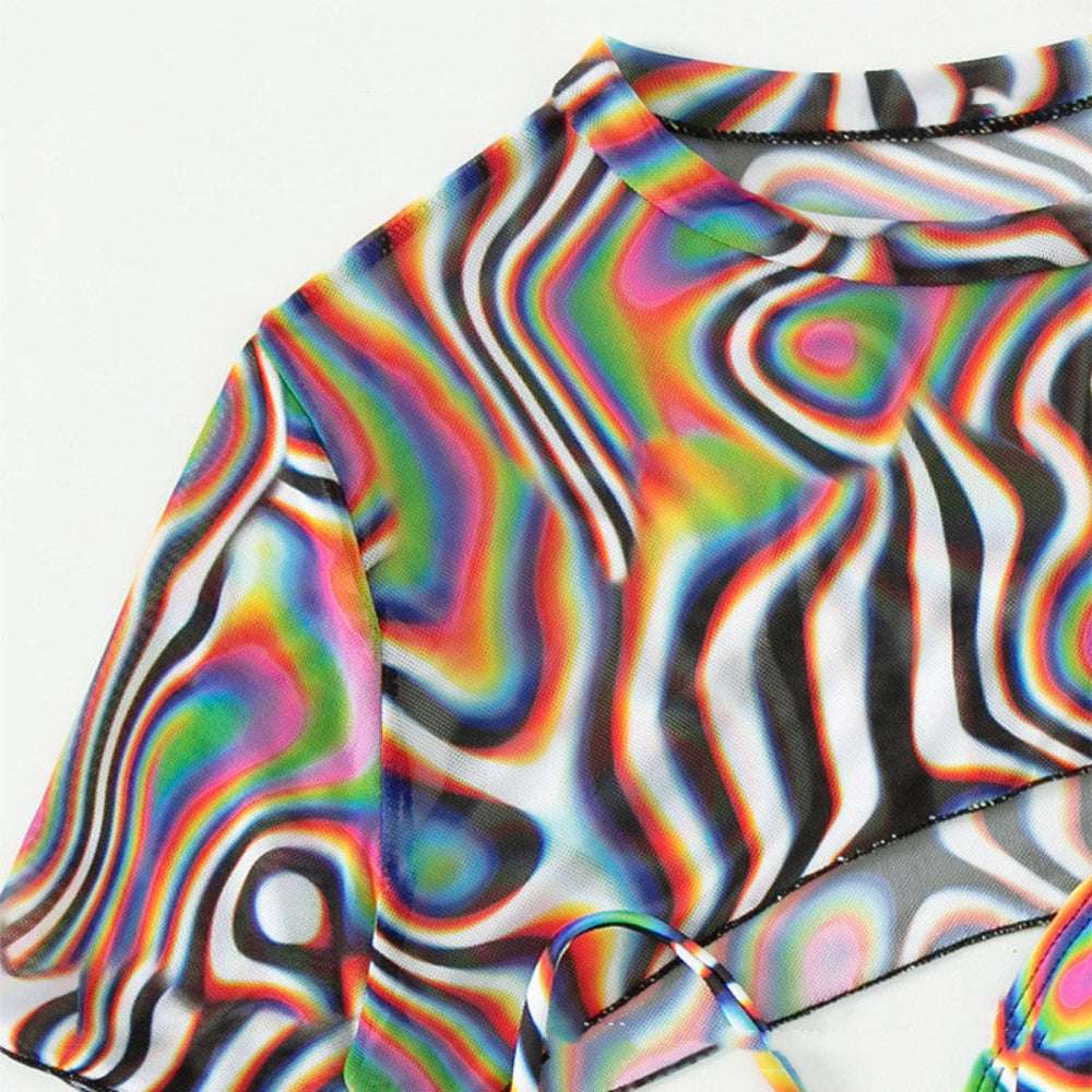 Colorful wavy pattern fabric on a white background