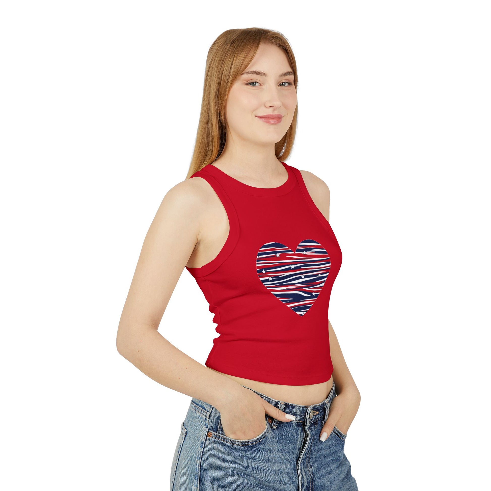 4th of July Women's Zebra Print Micro Rib Crop Tank Top