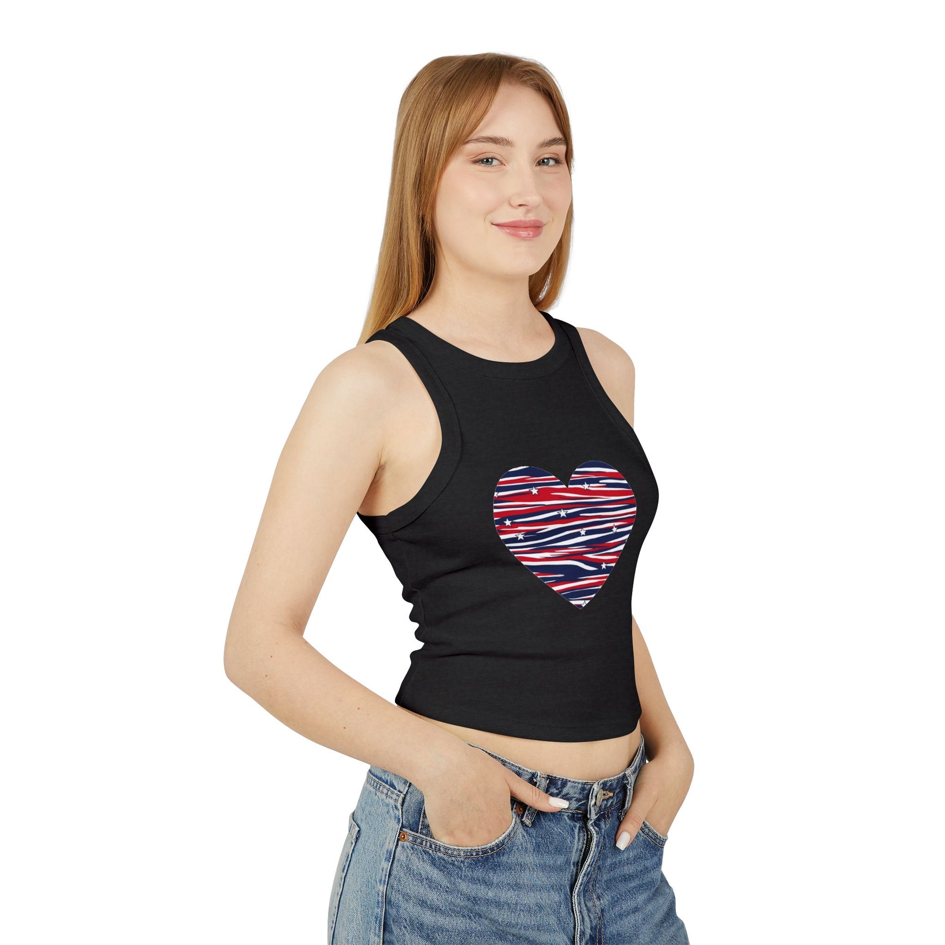4th of July Women's Zebra Print Micro Rib Crop Tank Top