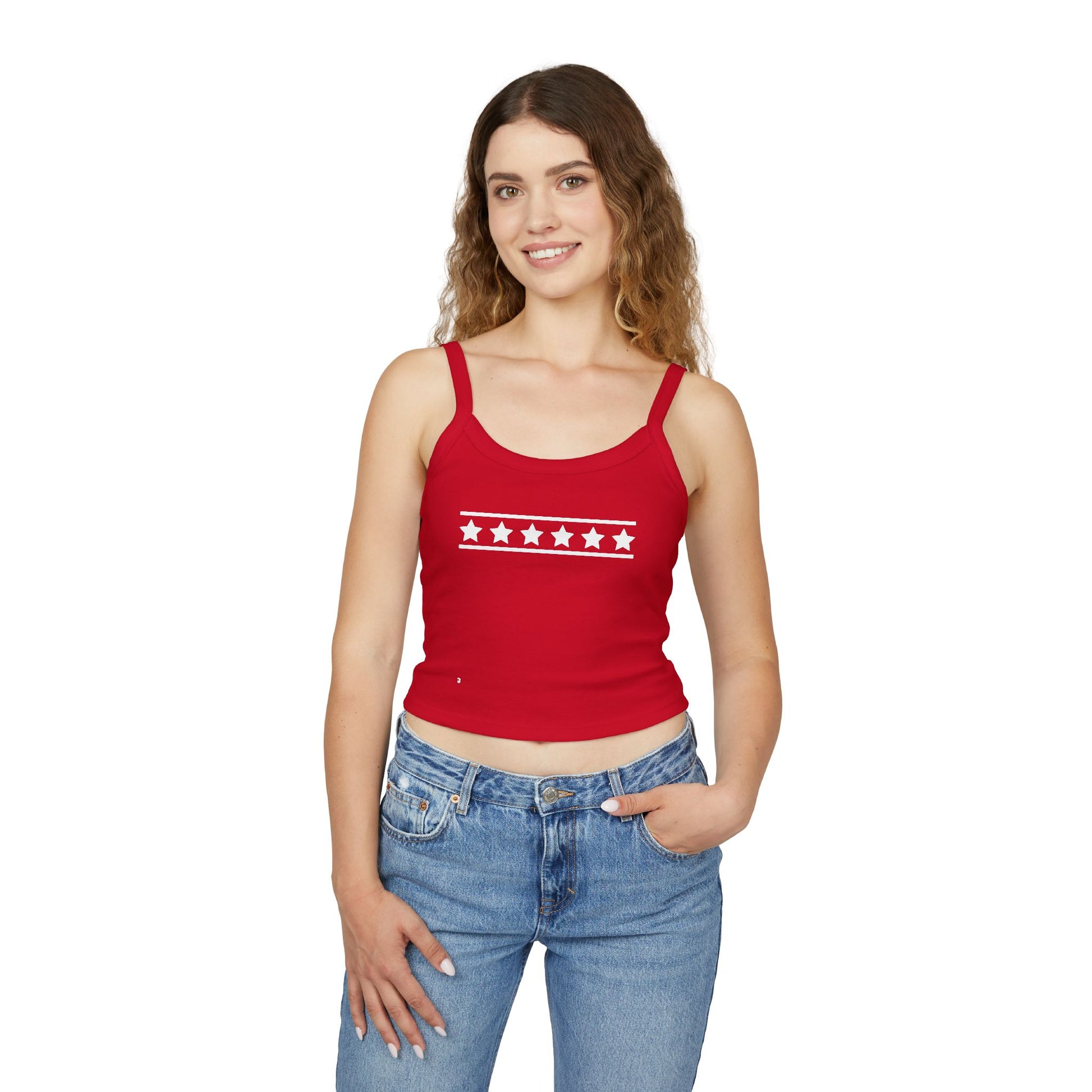 4th of July Red, White, and Blue Stars Women's Spaghetti Strap Tank Top