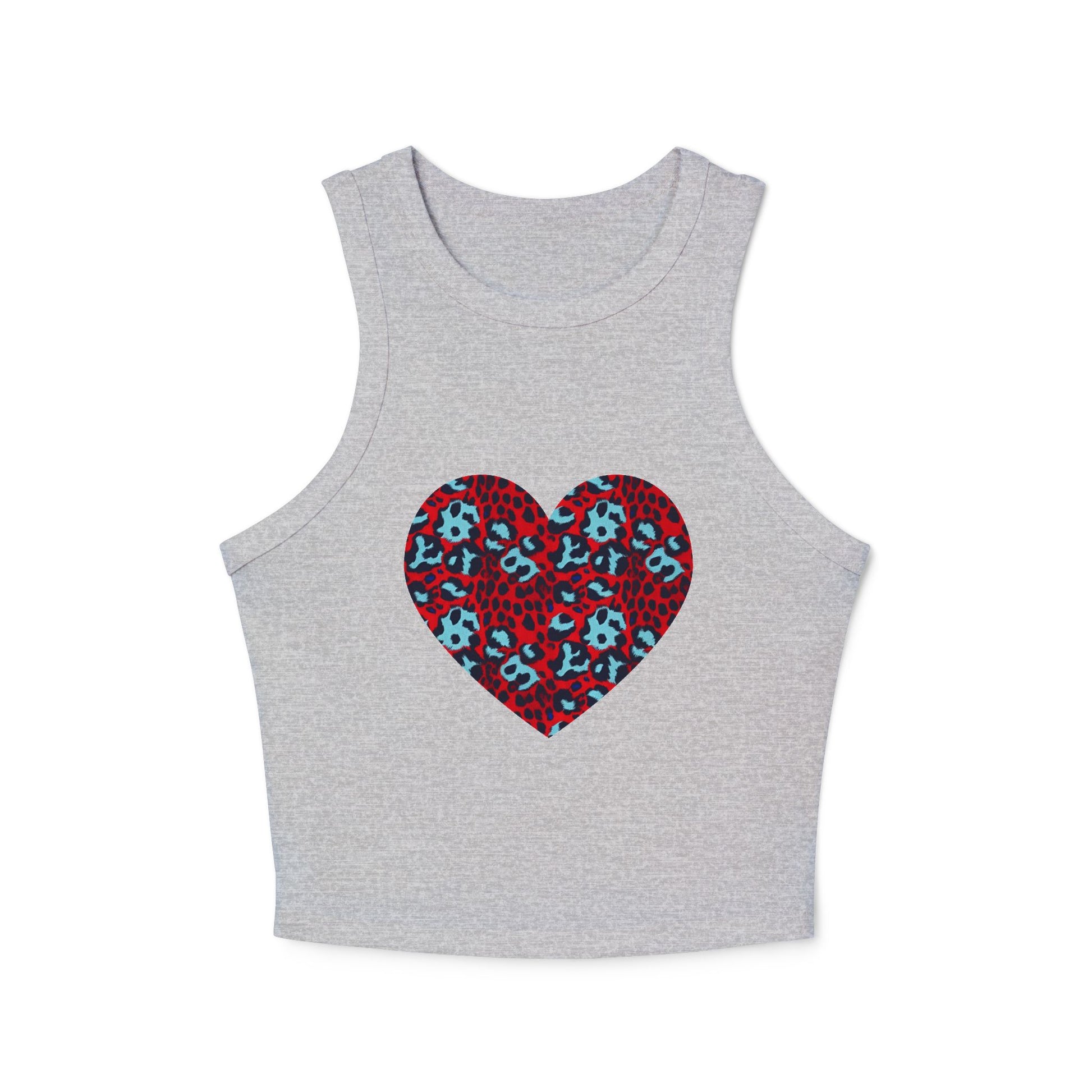 4th of July Leopard Print Heart Pattern Women's Micro Rib Racer Tank Top