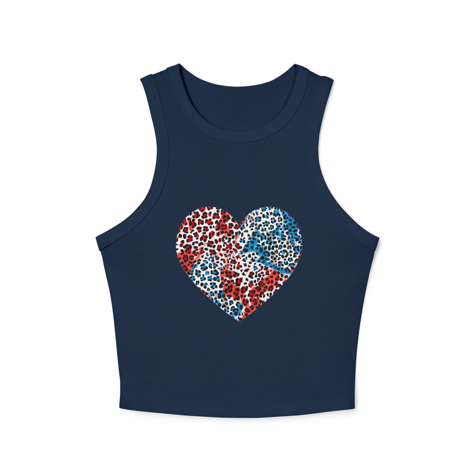 4th of July Leopard Print Red White Blue Women's Micro Rib Tank Top