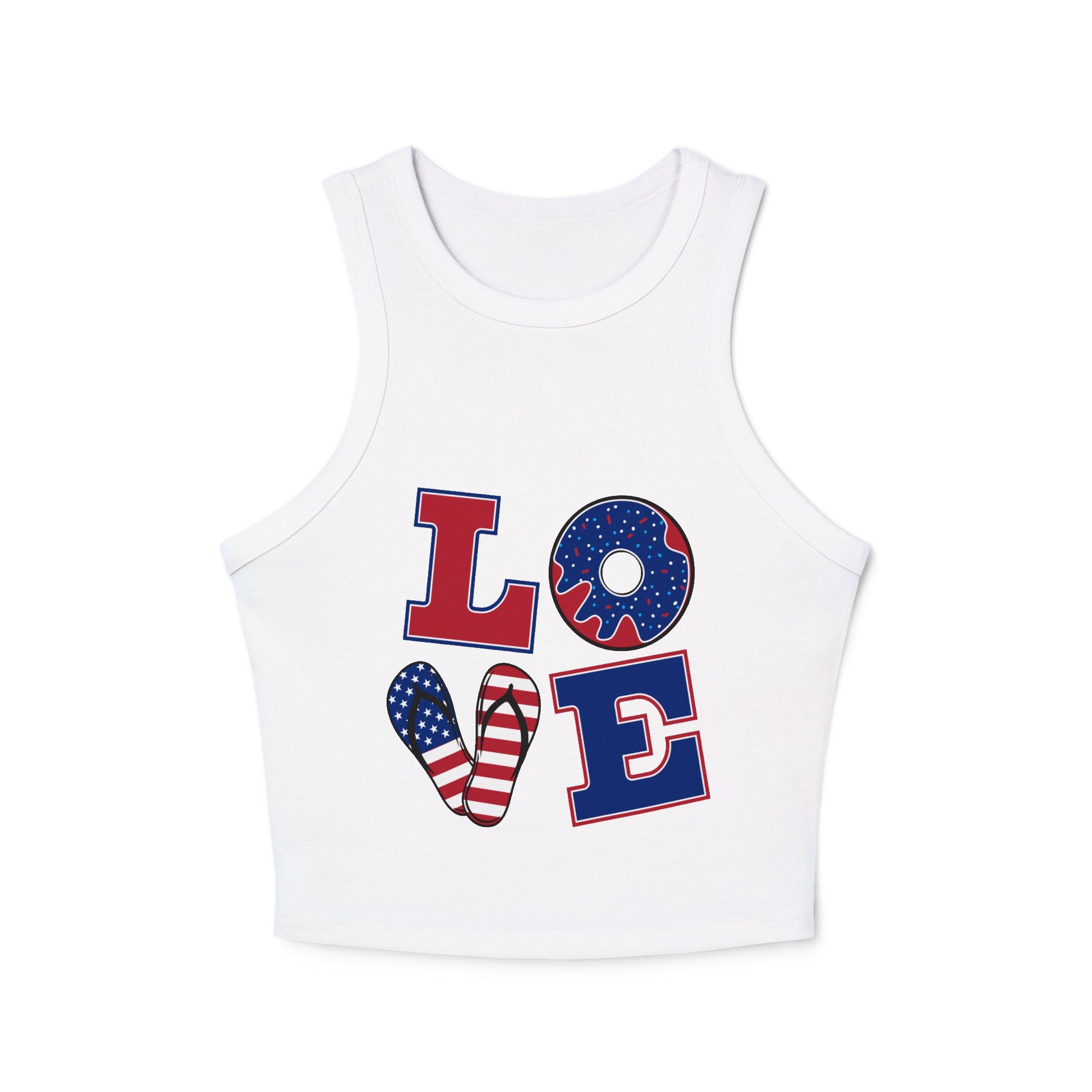 4th of July USA Love Women's Micro Rib Racer Tank Top