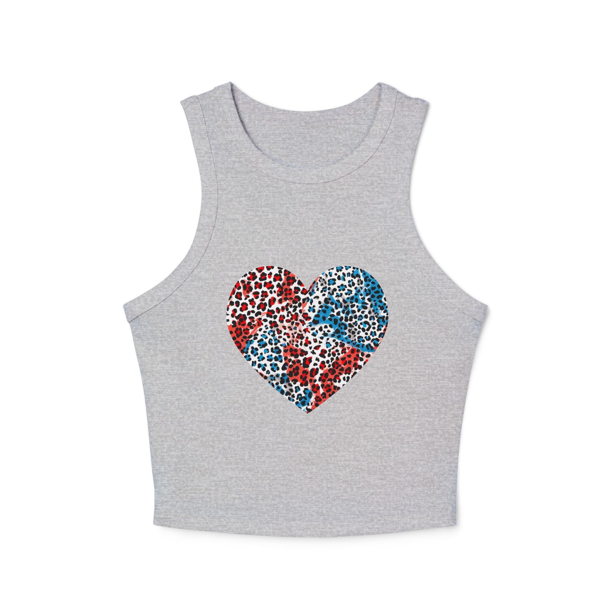 4th of July Leopard Print Red White Blue Women's Micro Rib Tank Top