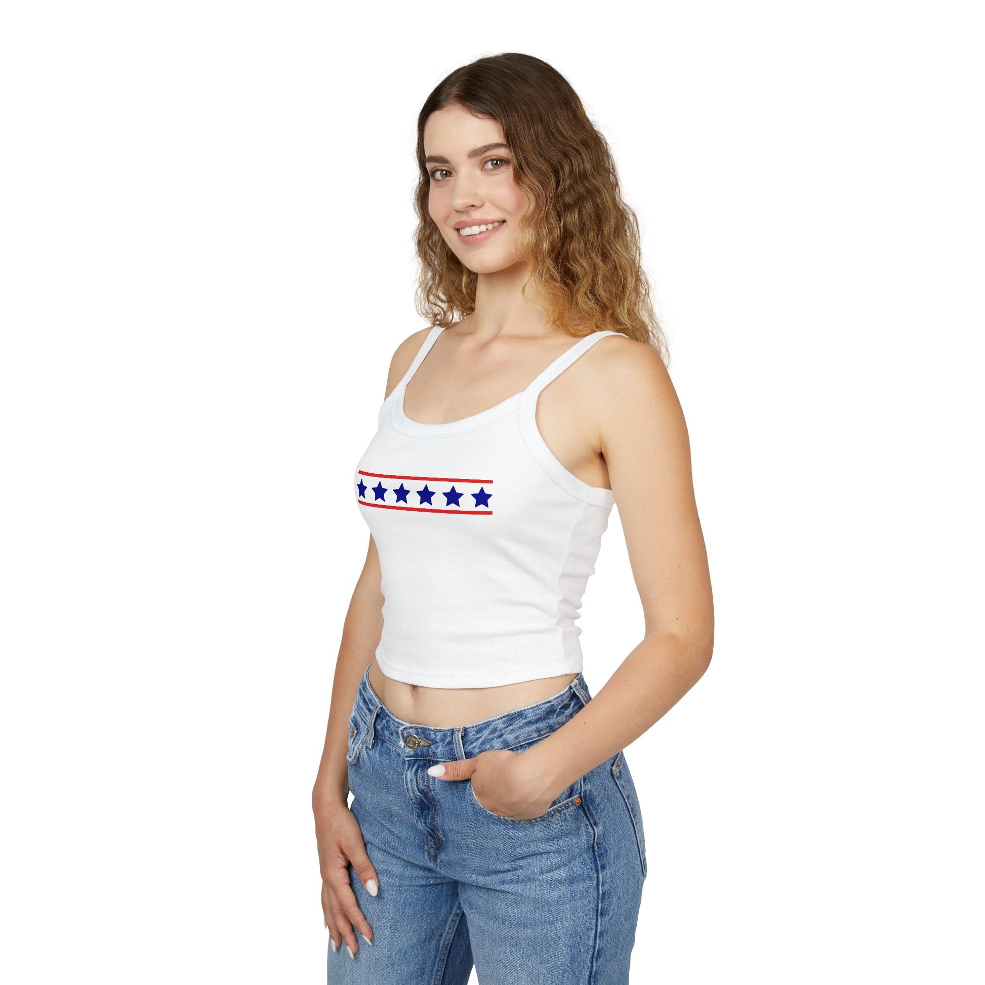 4th of July Red, White, and Blue Stars Women's Spaghetti Strap Tank Top