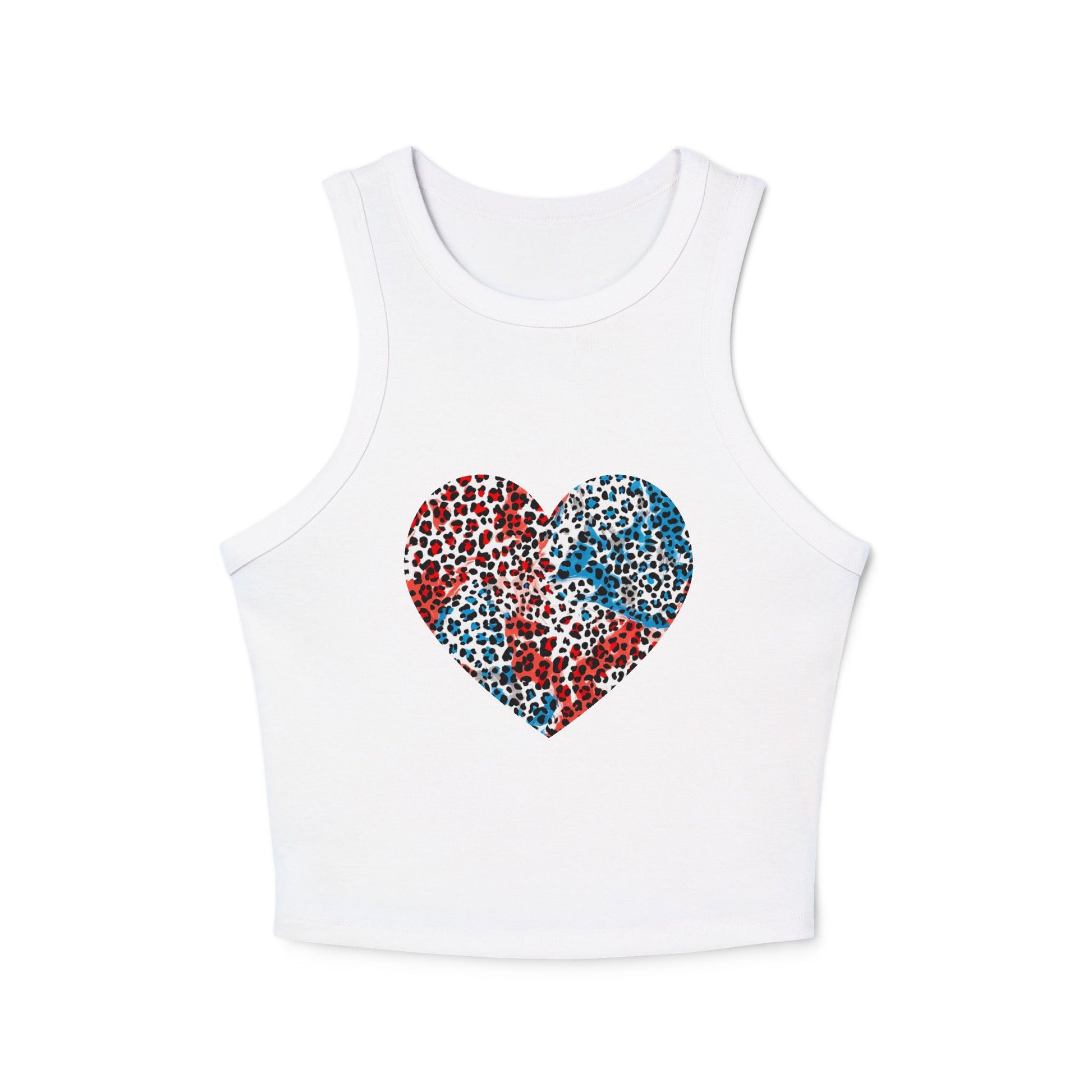 4th of July Leopard Print Red White Blue Women's Micro Rib Tank Top