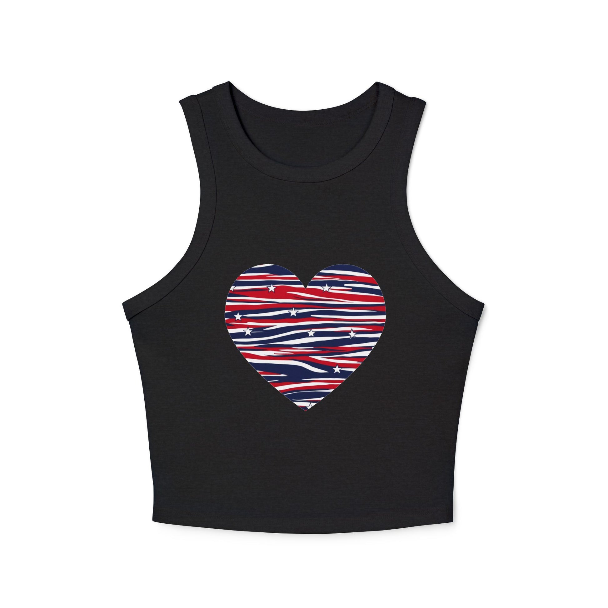 4th of July Women's Zebra Print Micro Rib Crop Tank Top