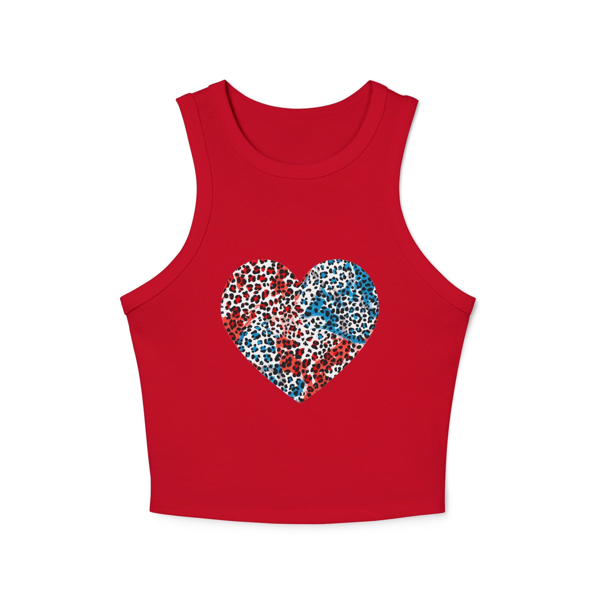 4th of July Leopard Print Red White Blue Women's Micro Rib Tank Top