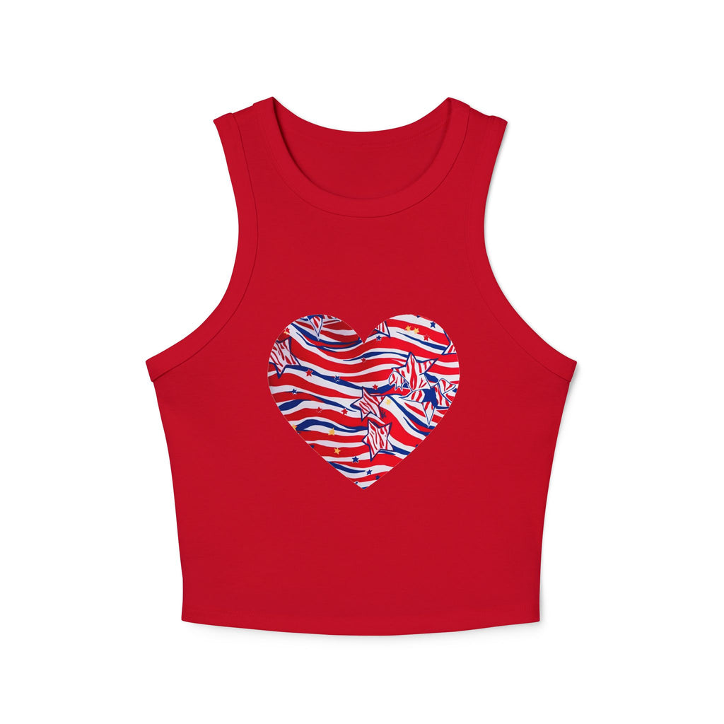 4th of July Zebra Print and Stars Women's Micro Rib Crop Tank Top