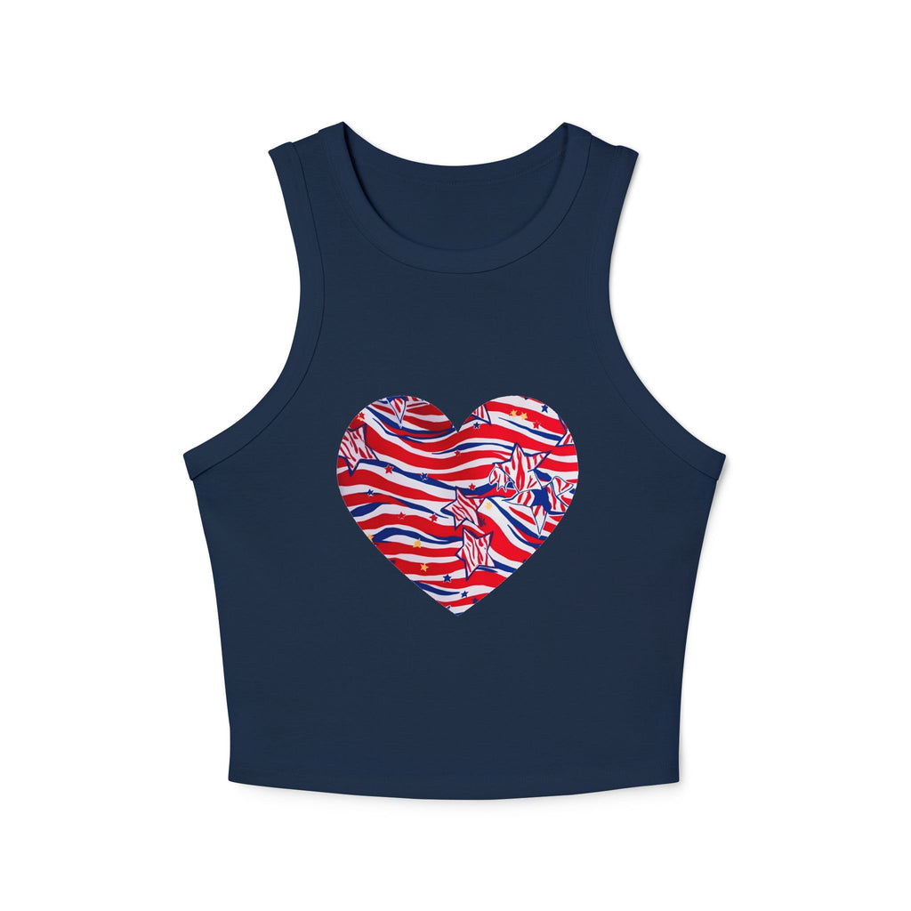 4th of July Zebra Print and Stars Women's Micro Rib Crop Tank Top
