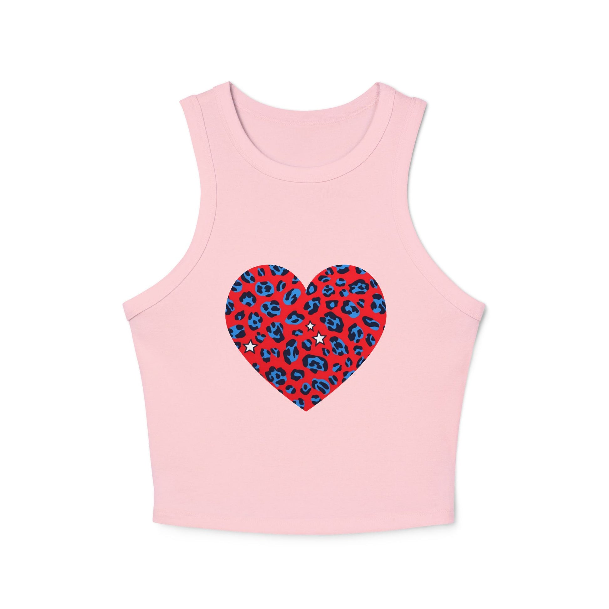 4th of July Leopard Print Heart Women's Tank Top