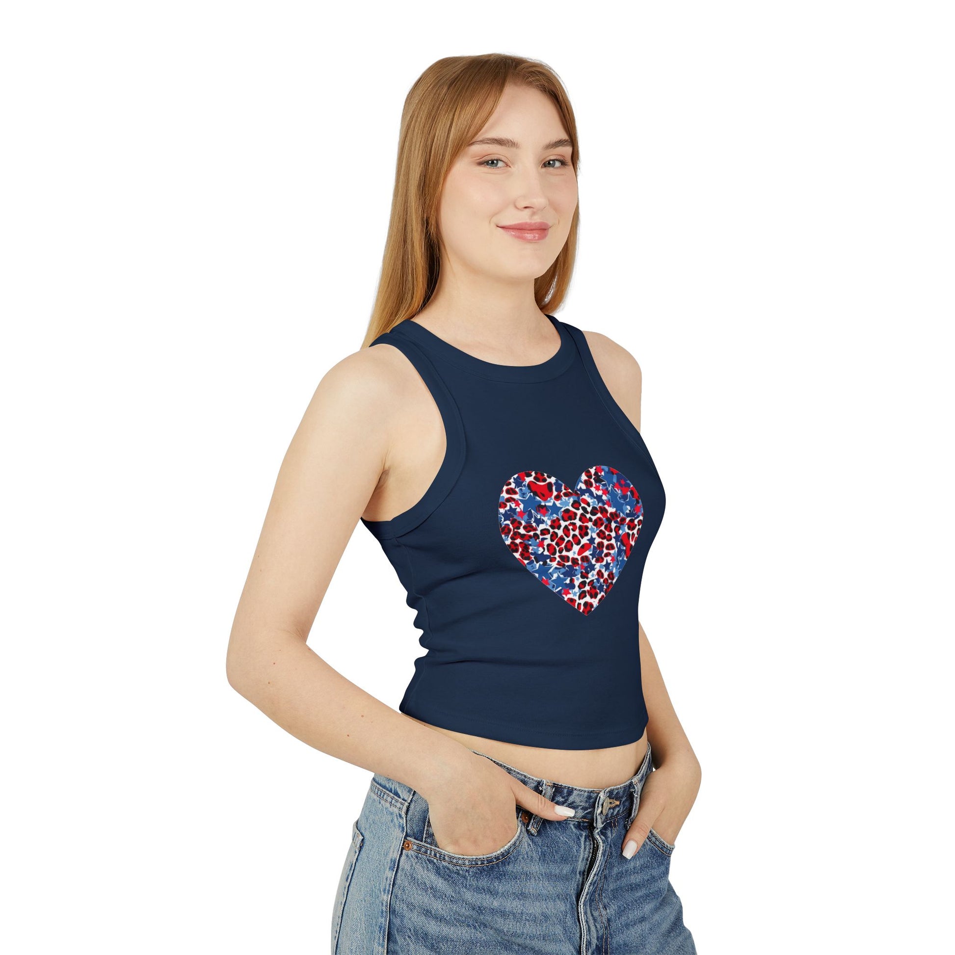4th of July Red, White, and Blue Cheetah Print Women's Micro Rib Tank Top
