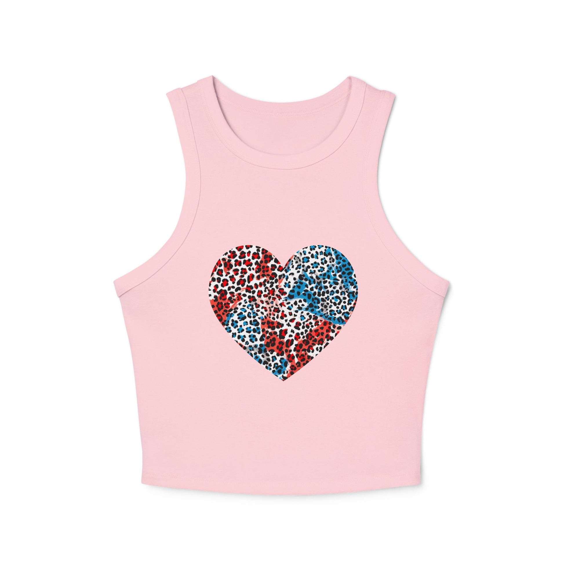 4th of July Leopard Print Red White Blue Women's Micro Rib Tank Top