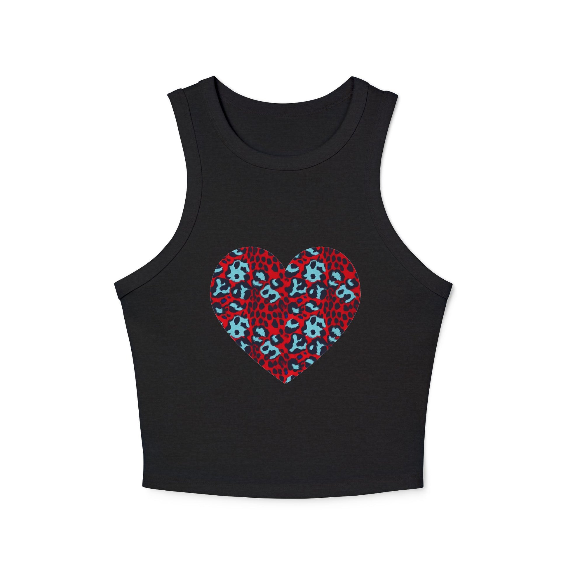 4th of July Leopard Print Heart Pattern Women's Micro Rib Racer Tank Top