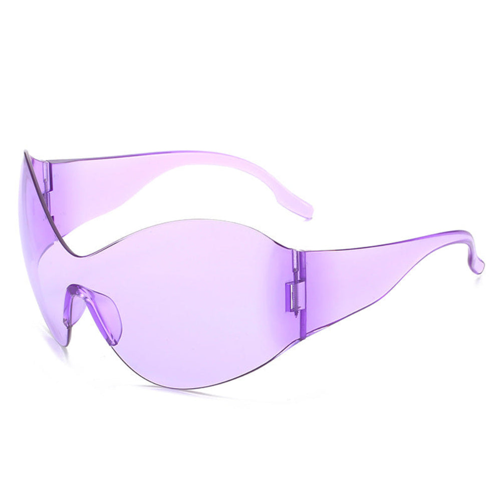 Purple sunglasses on a white background