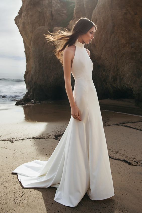 Round Neck Halter Gown Slim Dress
