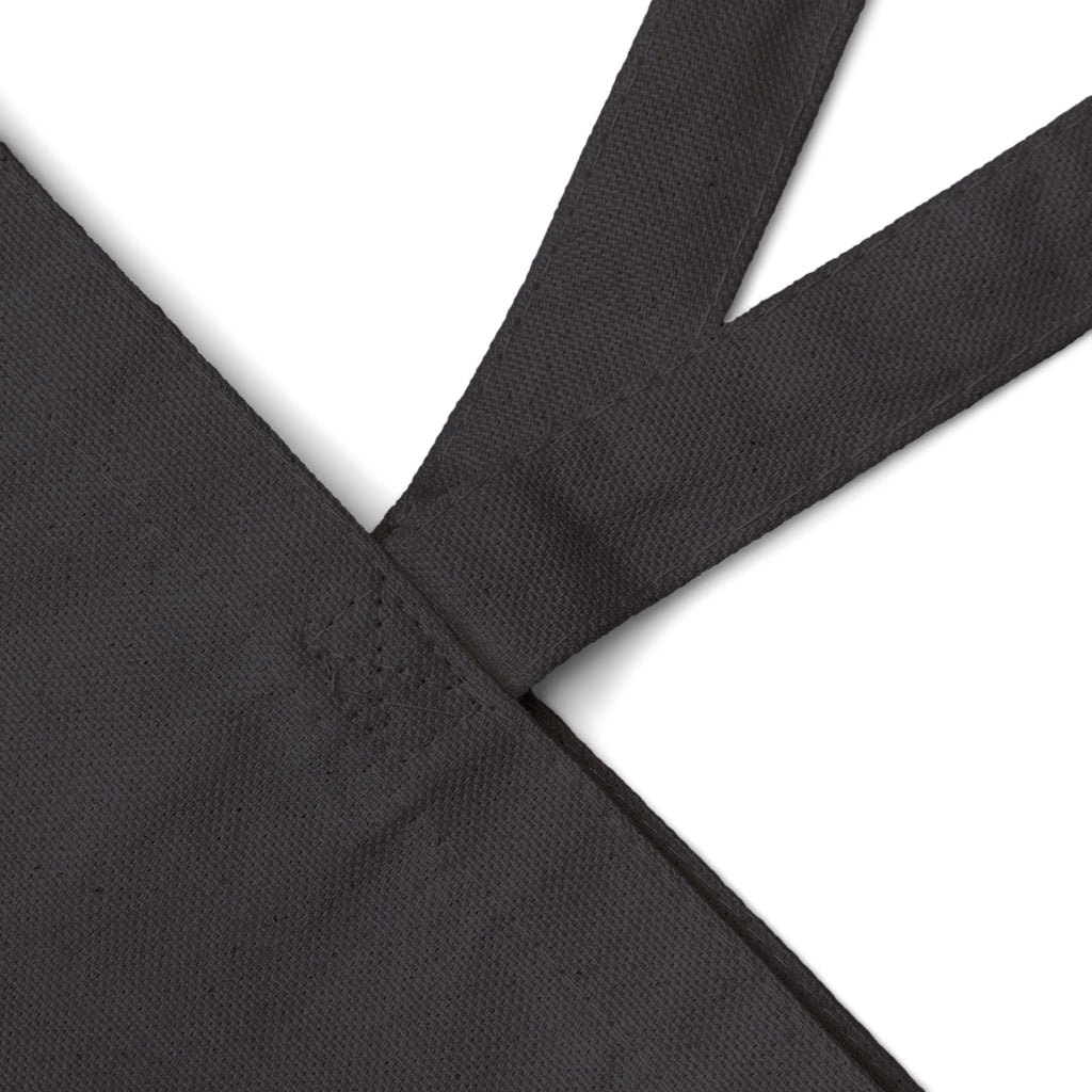 Black tote bag strap close-up fabric with a subtle pattern on a white background