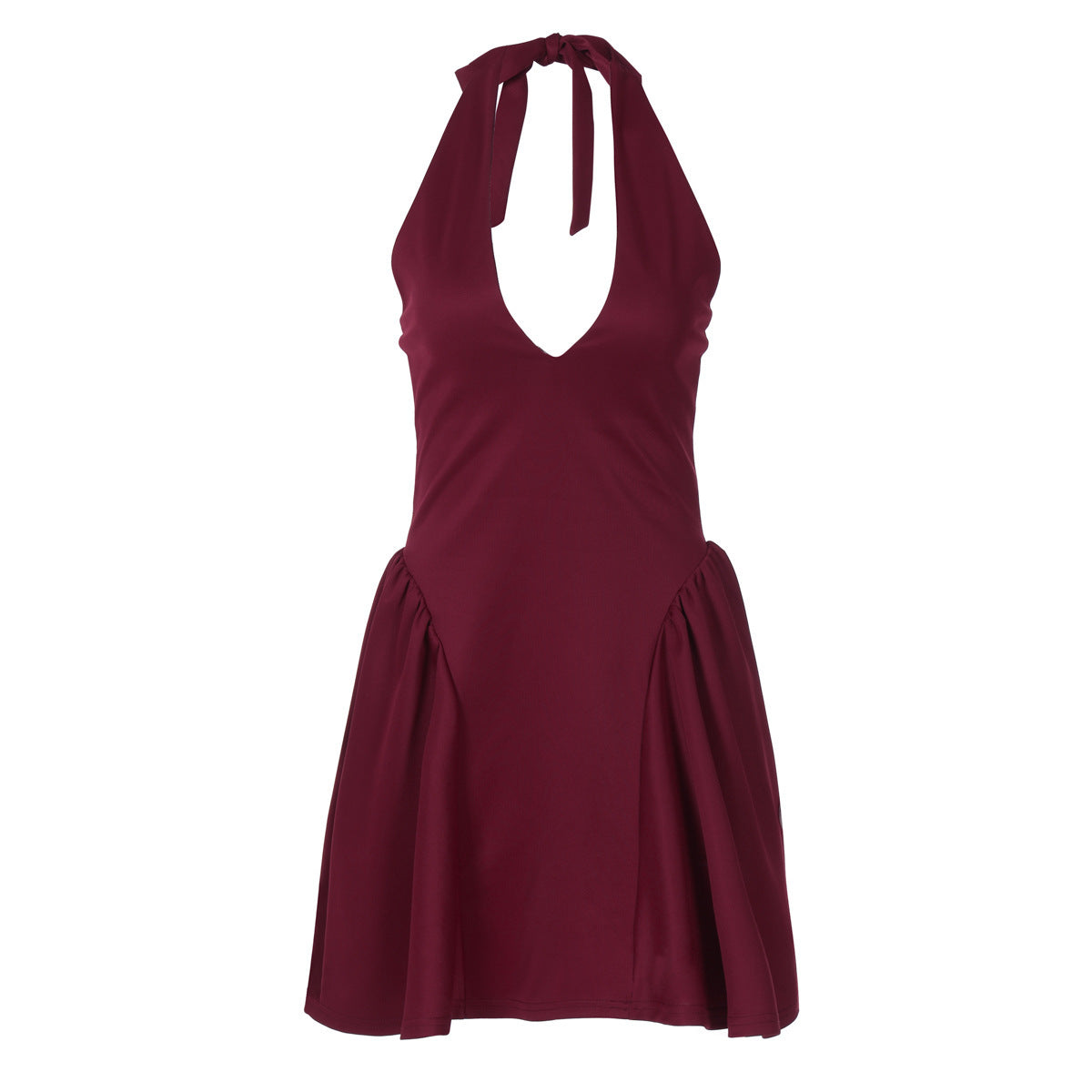 Deep V-Neck Halter Dress – Slim Fit Short Party Dress
