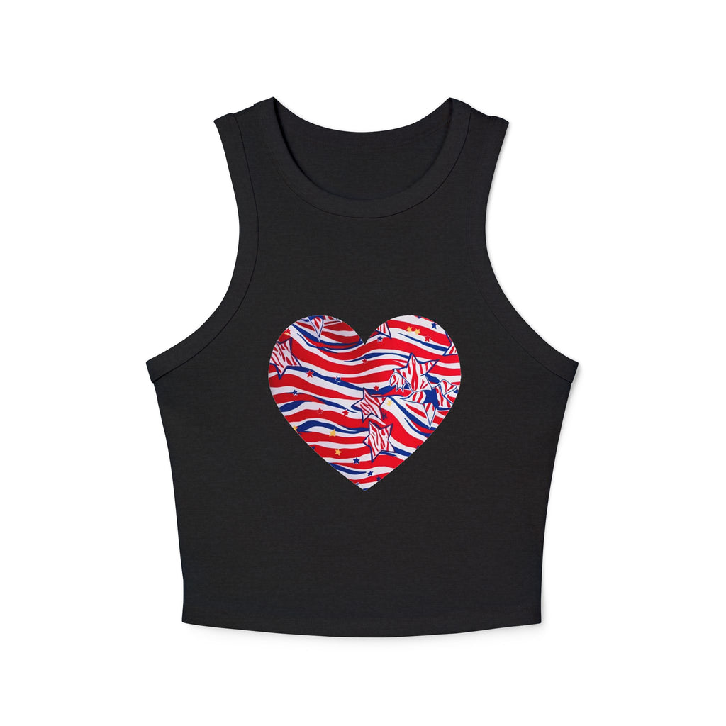 4th of July Zebra Print and Stars Women's Micro Rib Crop Tank Top
