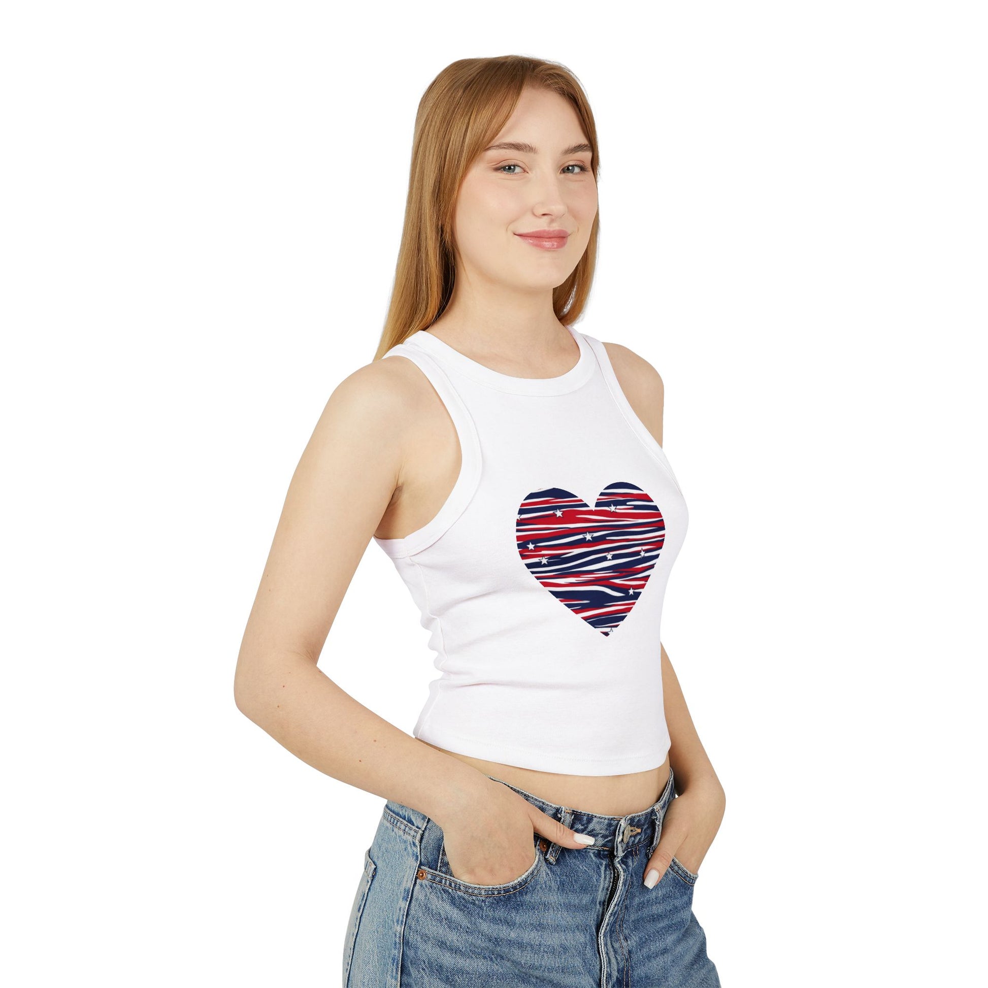 4th of July Women's Zebra Print Micro Rib Crop Tank Top