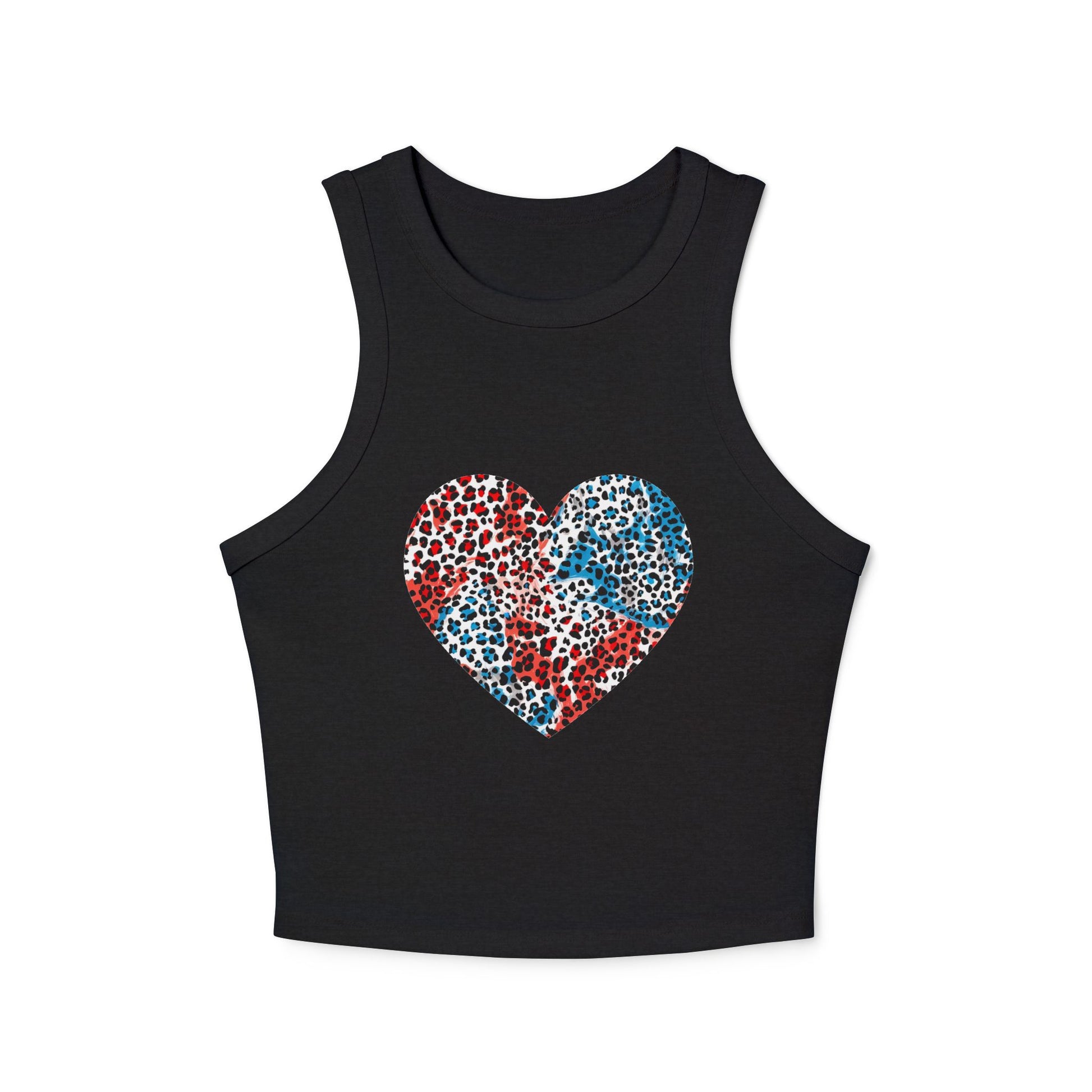 4th of July Leopard Print Red White Blue Women's Micro Rib Tank Top