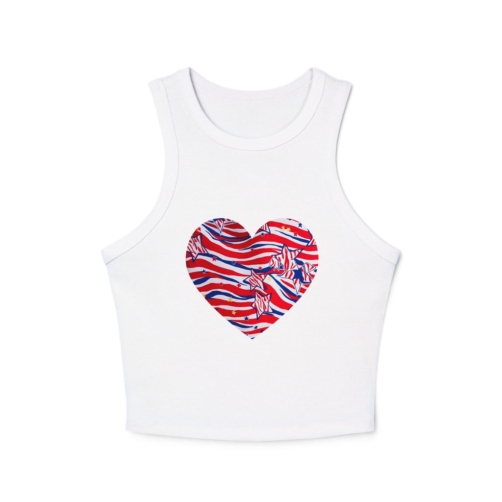 4th of July Zebra Print and Stars Women's Micro Rib Crop Tank Top