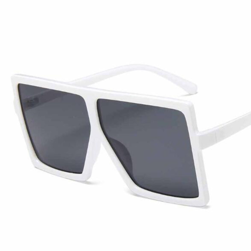 White sunglasses with dark lenses on a white background