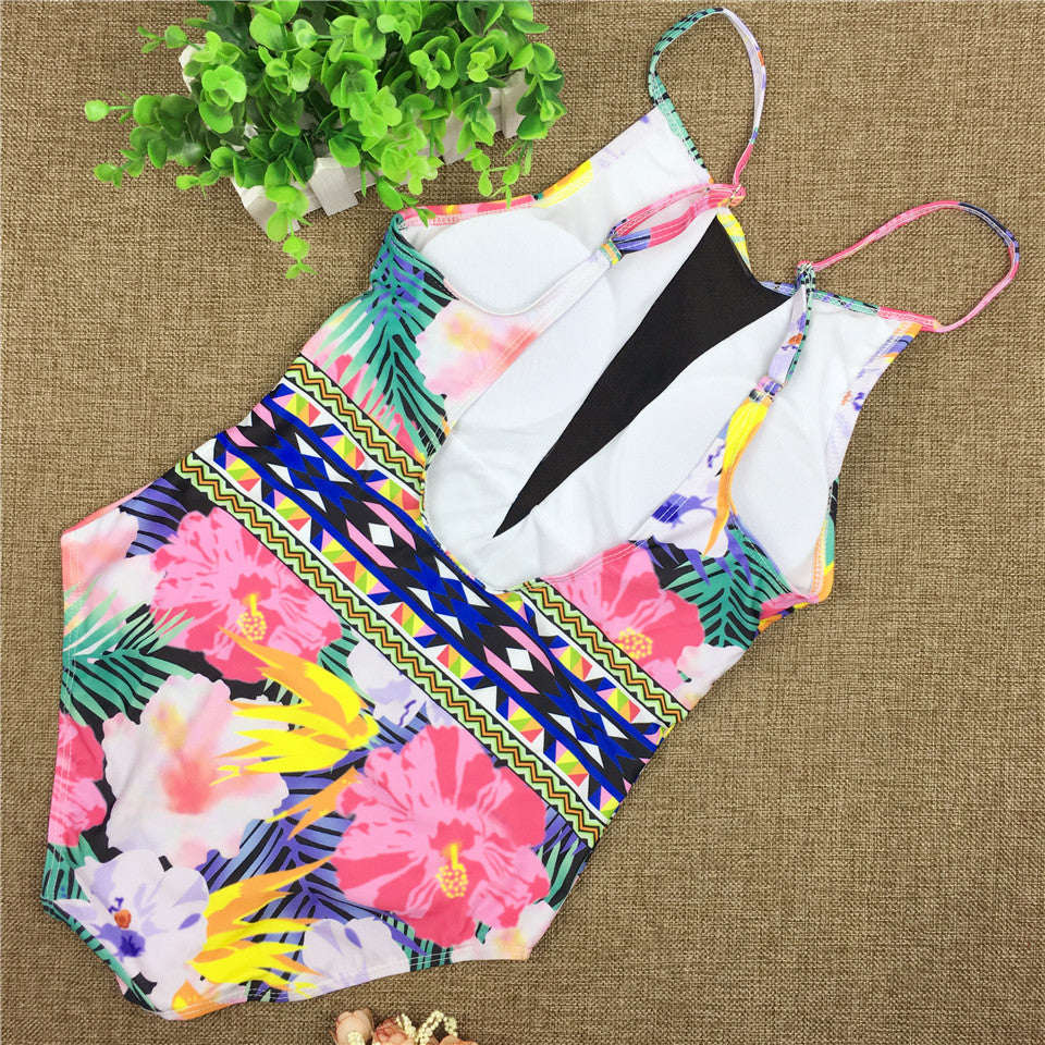 Floral Mesh Patchwork One-Piece Swimsuit – High Cut Women’s Bathing Suit
