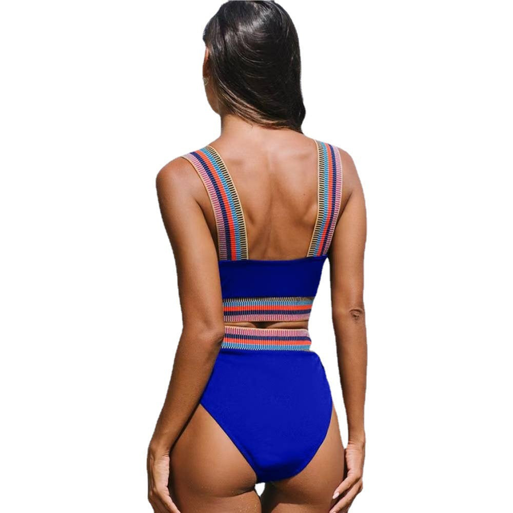 Split Solid Color Bikini Two-Piece Set – Sweet and Stylish Swimwear for Women