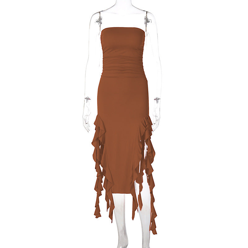 Hollow Out Chest Wrap Dress