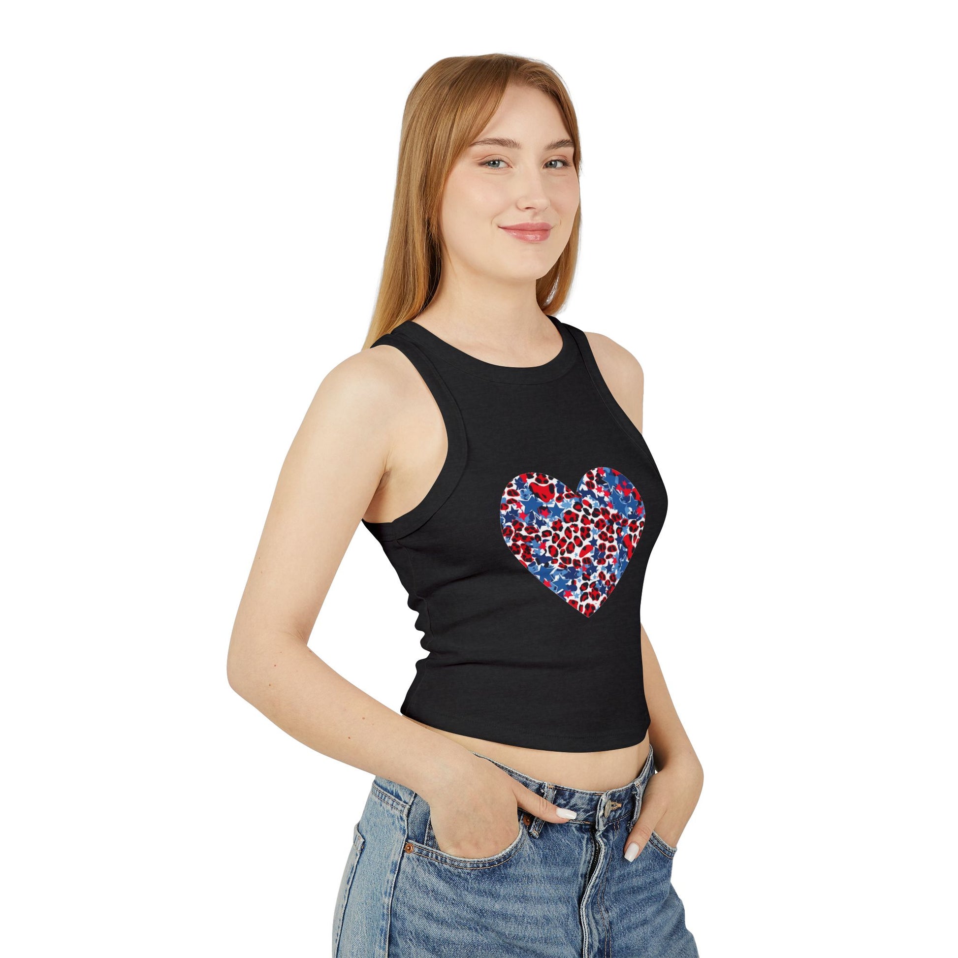 4th of July Red, White, and Blue Cheetah Print Women's Micro Rib Tank Top