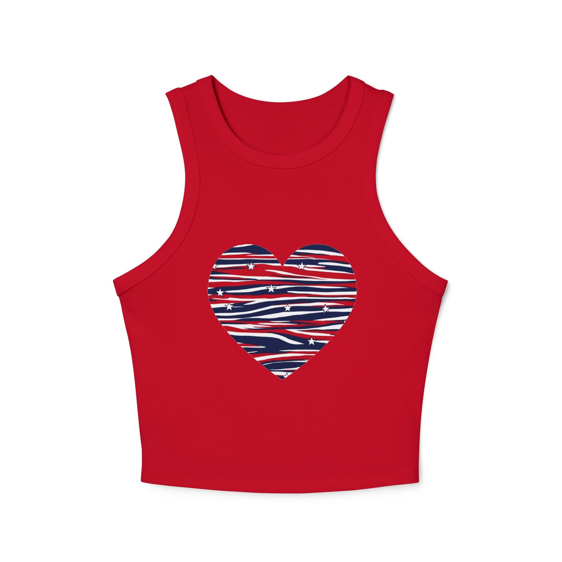 4th of July Women's Zebra Print Micro Rib Crop Tank Top