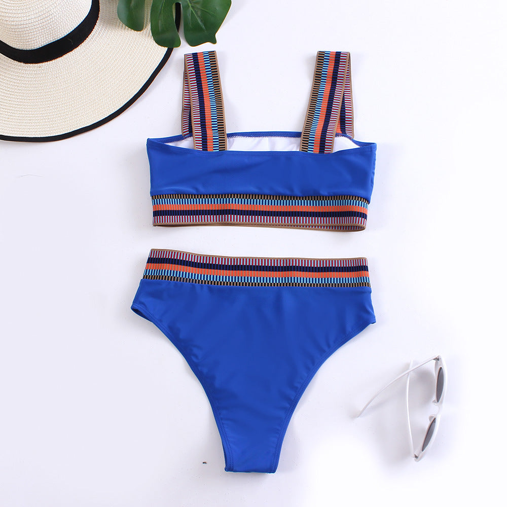 Split Solid Color Bikini Two-Piece Set – Sweet and Stylish Swimwear for Women
