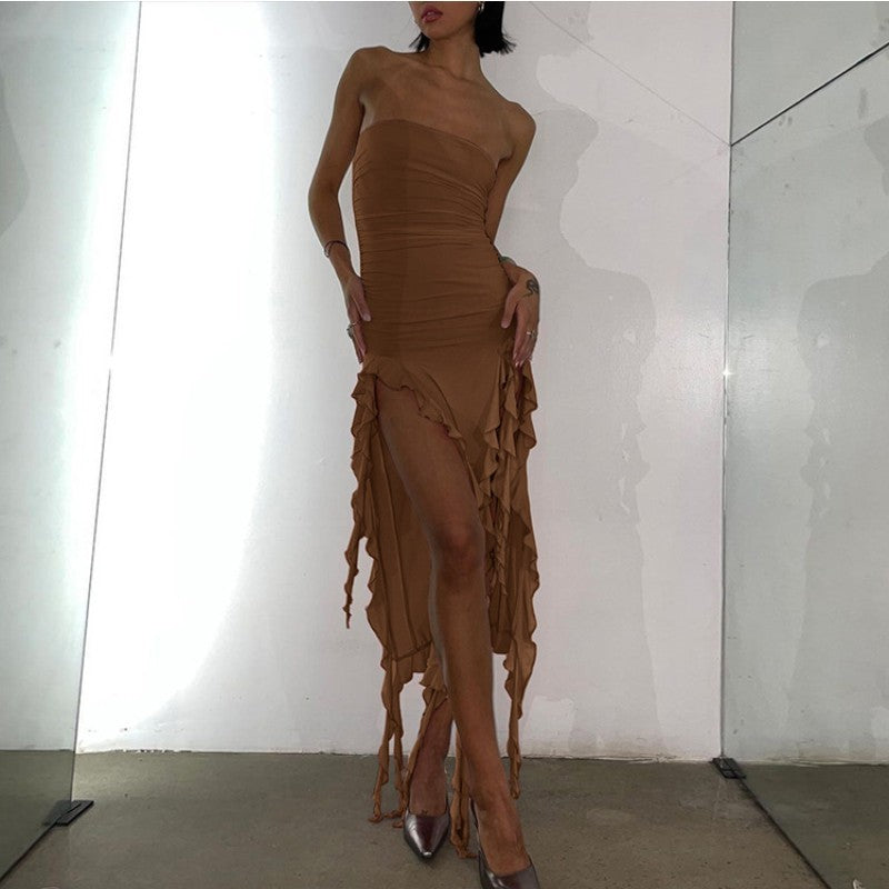 Hollow Out Chest Wrap Dress
