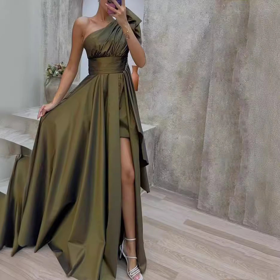 Women’s One-Shoulder Layered Evening Dress